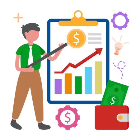 Businessman doing finance Budgeting  Illustration