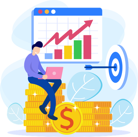 Businessman doing financial analysis  Illustration