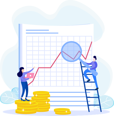 Businessman doing financial analysis  Illustration