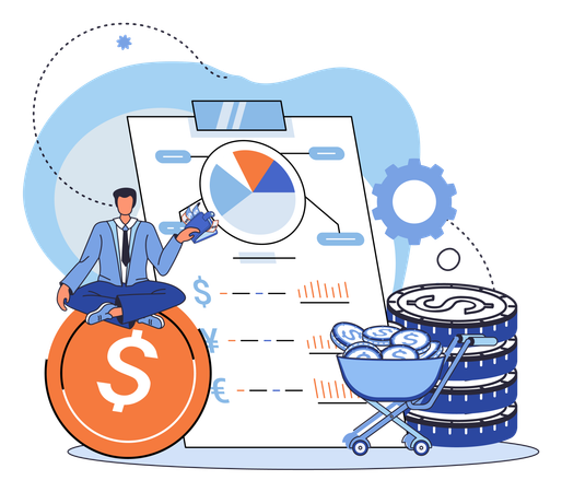 Businessman doing financial analysis  Illustration