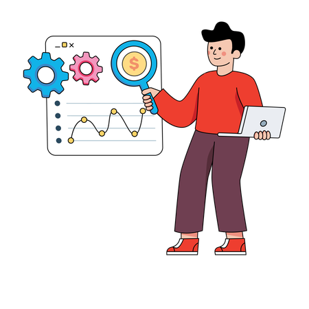 Businessman doing financial analysis  Illustration