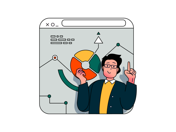 Businessman doing financial analysis  Illustration