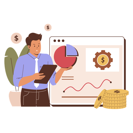 Businessman doing  Financial analysis  Illustration