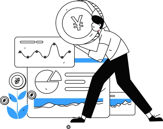 Businessman doing financial analysis  Illustration