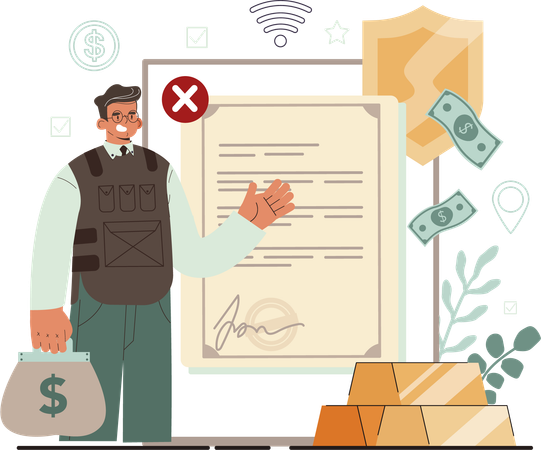 Businessman doing financial arrangement  Illustration