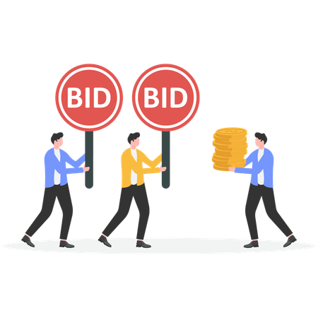 Businessman doing financial bidding  Illustration