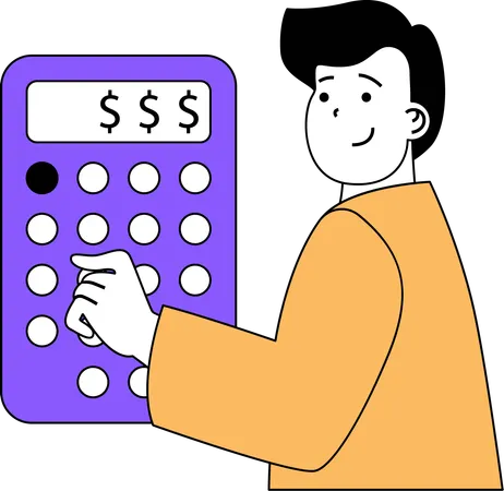 Businessman doing financial calculation  Illustration