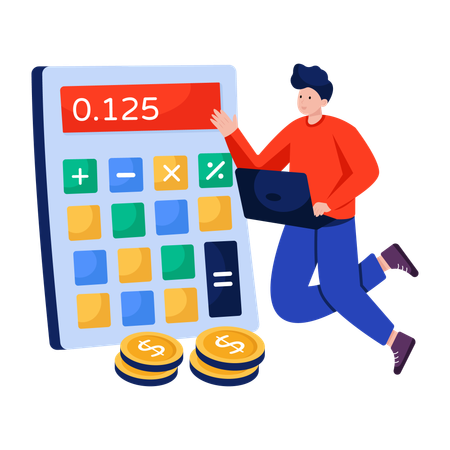財務計算をするビジネスマン  イラスト