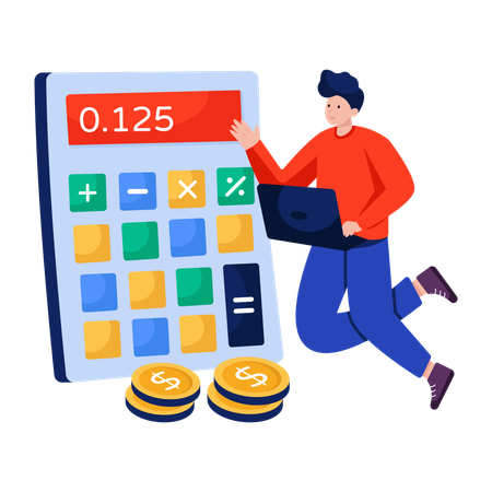 Businessman doing financial Calculation  Illustration