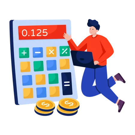 Businessman doing financial Calculation  Illustration