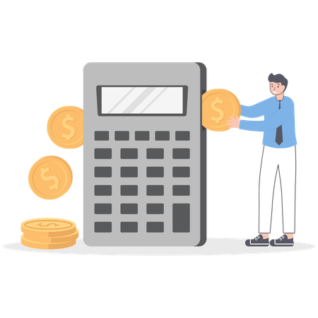 Businessman doing financial calculation  Illustration