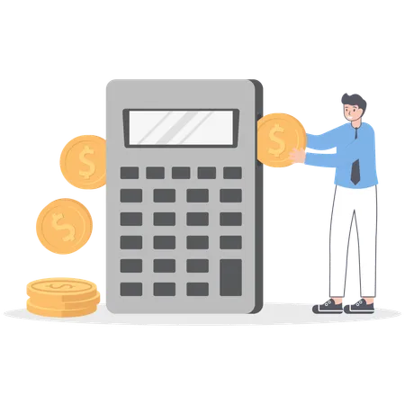 Businessman doing financial calculation  Illustration