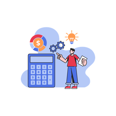 Businessman doing financial calculations  Illustration
