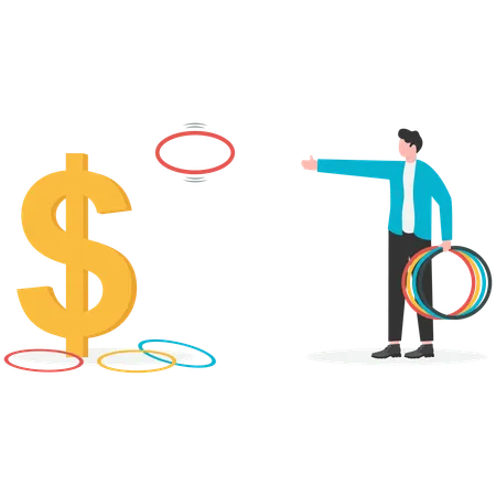 Businessman doing financial challenge  Illustration