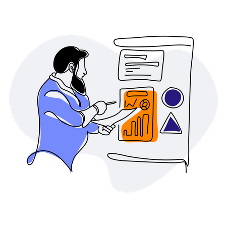 Businessman doing financial data analysis  Illustration