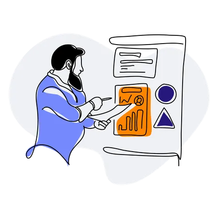 Businessman doing financial data analysis  Illustration