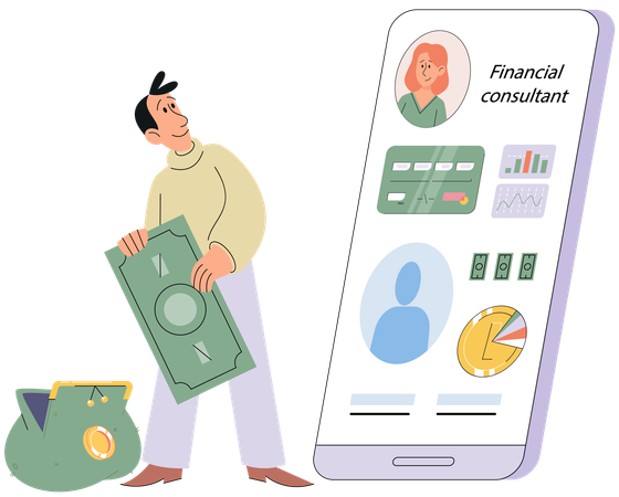 Businessman doing financial investment trade  Illustration