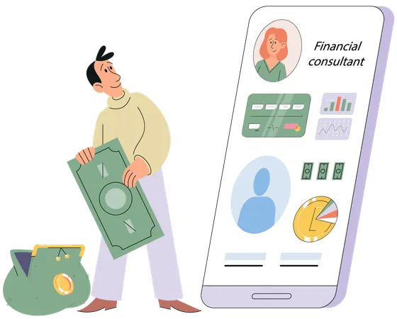 Businessman doing financial investment trade  Illustration