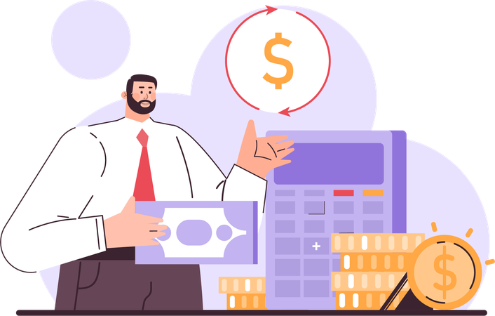 Businessman doing financial management  Illustration