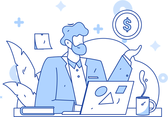 Businessman doing financial management  Illustration