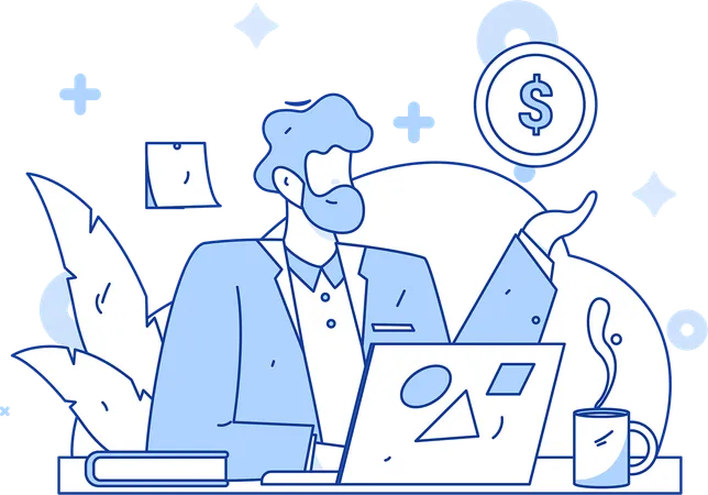 Businessman doing financial management  Illustration