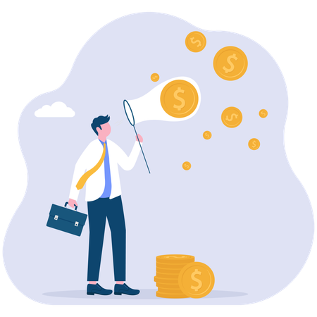 Businessman doing financial marketing  Illustration