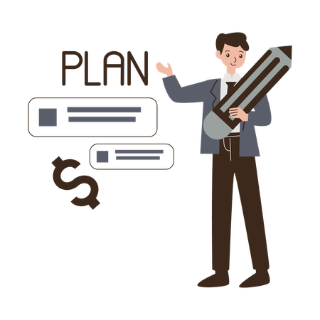 Businessman doing financial planning  Illustration