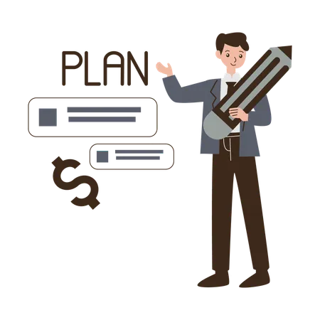 Businessman doing financial planning  Illustration