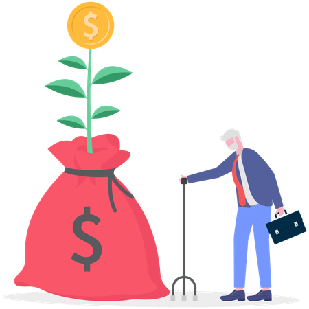 Businessman doing financial planning  Illustration