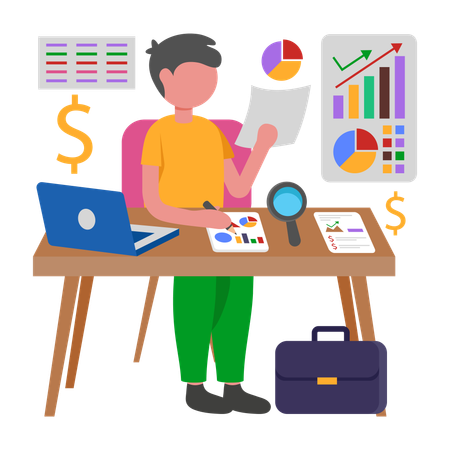 Businessman working on Financial Planning  Illustration