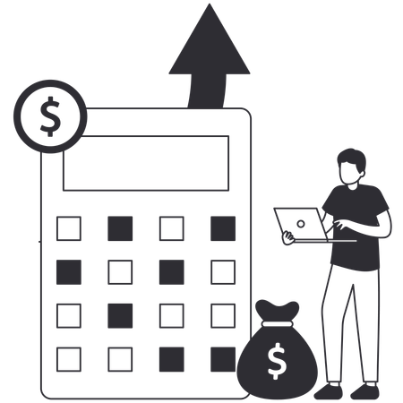 Businessman doing financial planning  Illustration