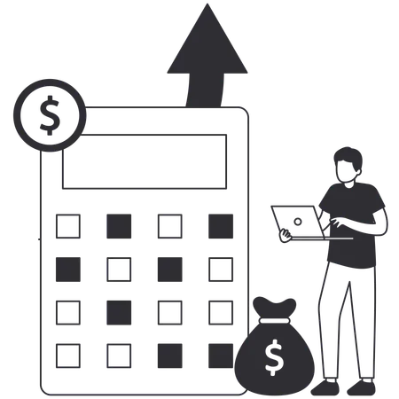 Businessman doing financial planning  Illustration