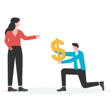 Businessman doing financial proposal  Illustration