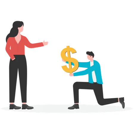 Businessman doing financial proposal  Illustration