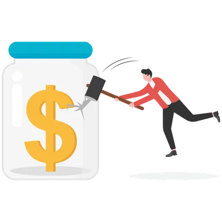 Businessman doing financial saving  Illustration