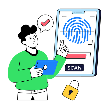 Businessman doing Fingerprint authentication  Illustration