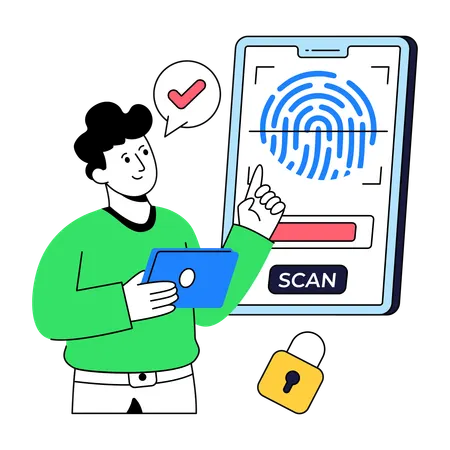 Businessman doing Fingerprint authentication  Illustration
