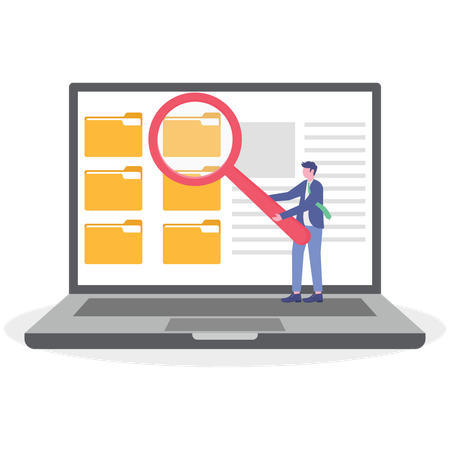 Businessman doing folder analysis  Illustration