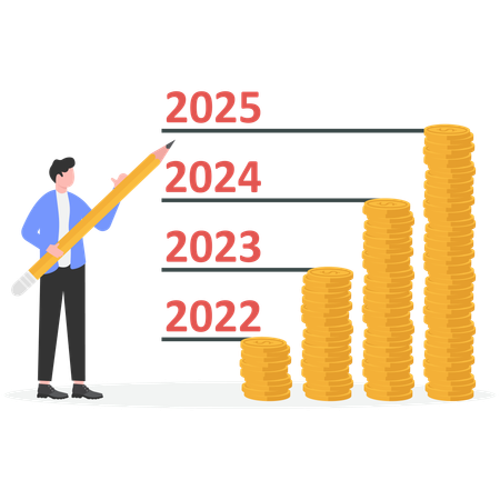 Businessman doing future finance analysis  Illustration