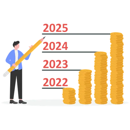 Businessman doing future finance analysis  Illustration