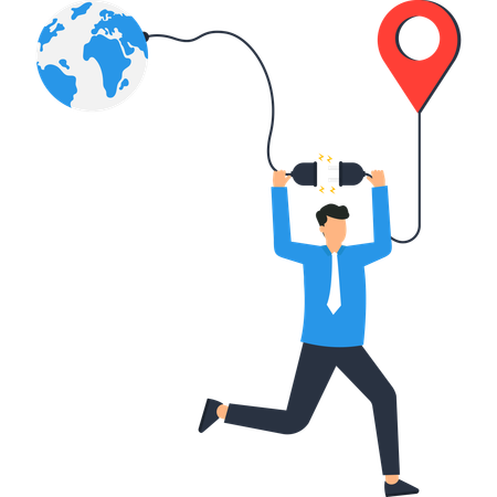 Businessman doing Global Business Connection  Illustration