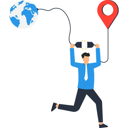 Businessman doing Global Business Connection  Illustration