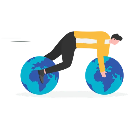 Businessman doing global business  Illustration