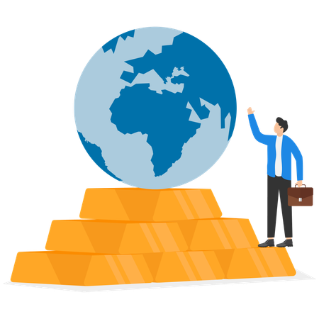 Businessman doing global business  Illustration