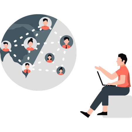 Businessman doing global networking  Illustration