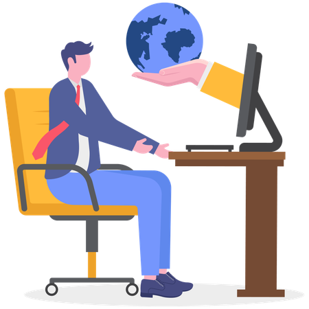 Businessman doing global research  Illustration
