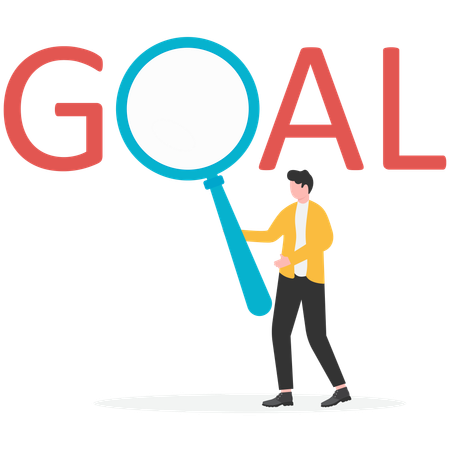 Businessman doing goal analysis  Illustration