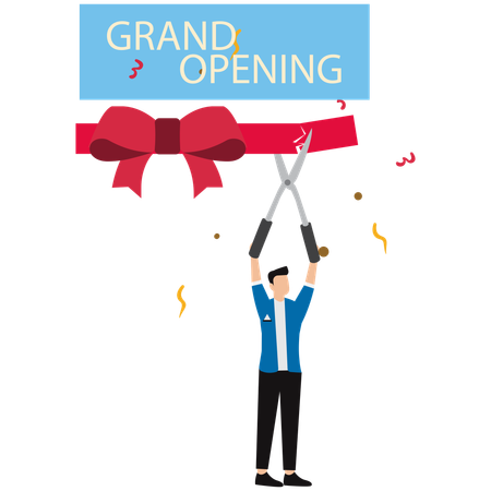 Businessman doing grand opening  Illustration