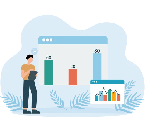 Businessman doing graph analysis  Illustration