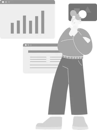 Businessman doing Graph Chart Analysis  Illustration